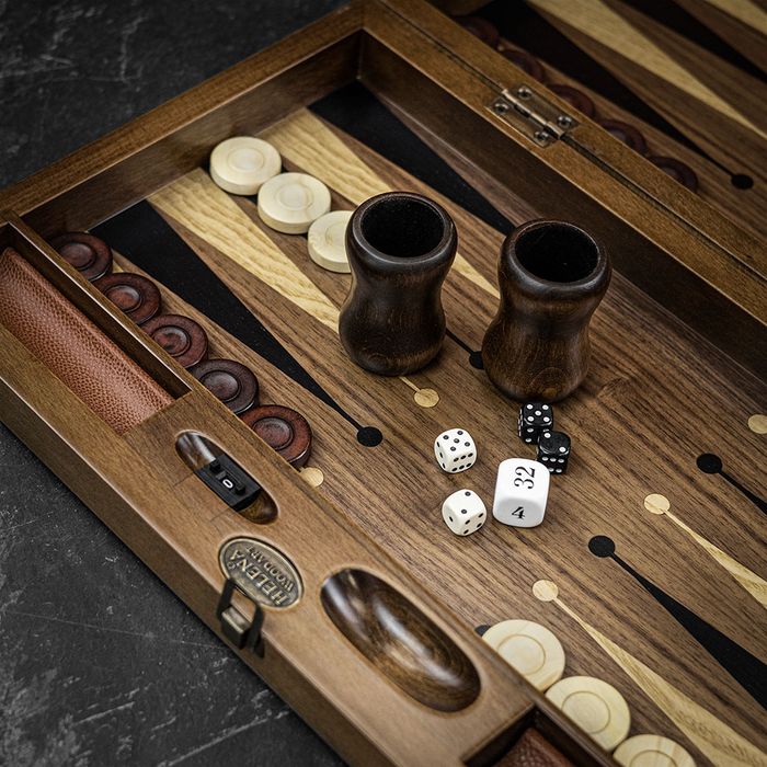 Helena Inlaid Oak Backgammon Set - Tournament main product photo
