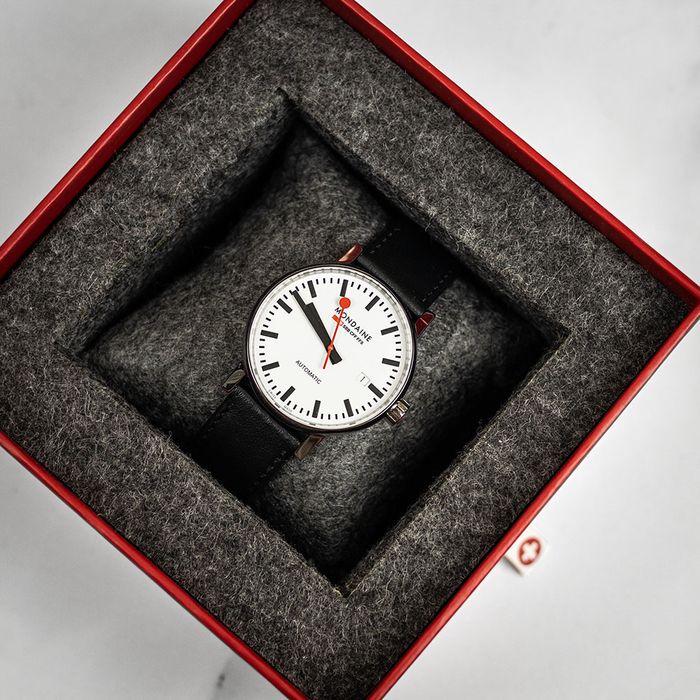 Mondaine Evo2 Automatic - White Dial / Black Leather Strap / 40mm main product photo