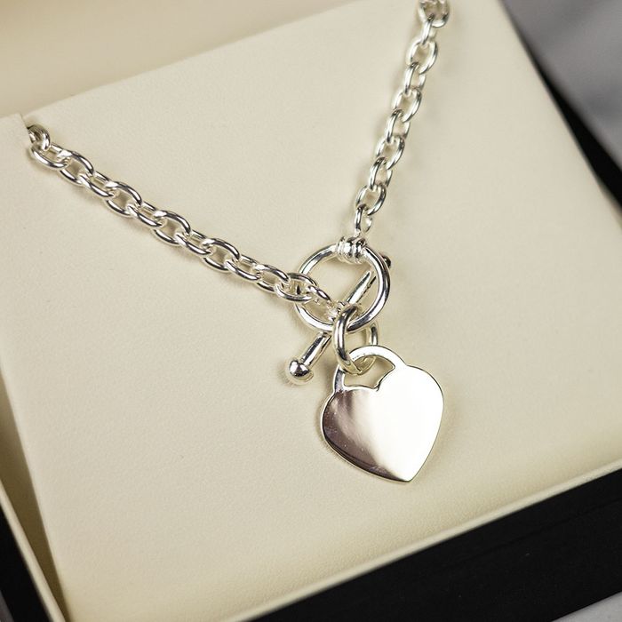 Farrar & Tanner Sterling Silver Small Heart Pendant T-Bar Necklace main product photo