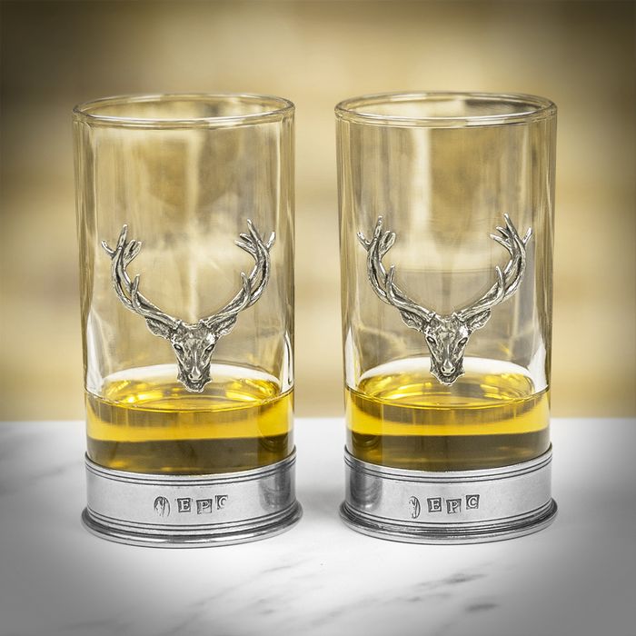 English Pewter Co Pair of Stag Hi-ball Spirit Glasses - 8oz main product photo