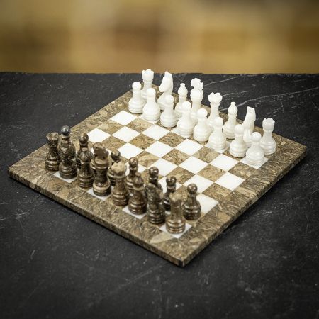 Italfama Grey and White Marble Chess Set - Small