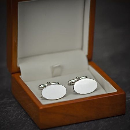 Farrar &amp; Tanner Solid Sterling Silver Large Oval Hinged Cufflinks