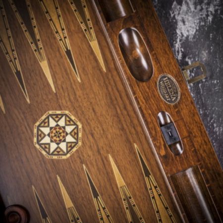 Helena Inlaid Walnut and Pearl Backgammon and Checkers Set - Tournament