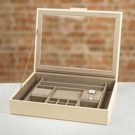 WOLF Leather Jewellery Box with Window