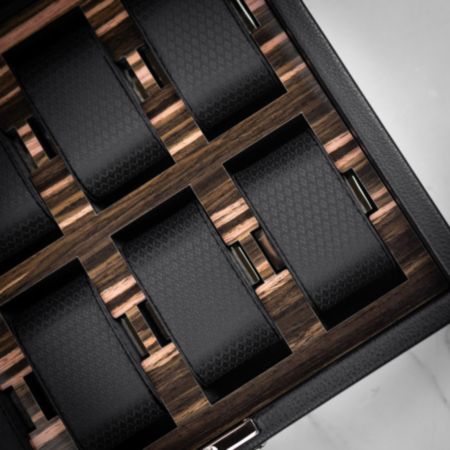 WOLF Macassar 8pc Watch Box - Black