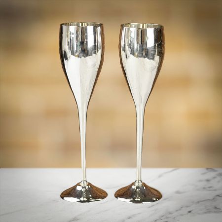 Culinary Concepts Pair of Silver Plated Polished Champagne Goblets 
