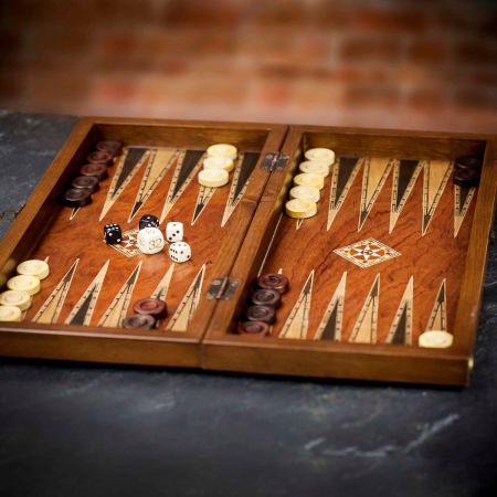 Helena Inlaid Rosewood and Mother of Pearl Backgammon and Checkers Set - Medium