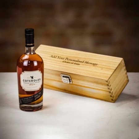 Cotswolds Single Malt Whisky in Personalised Wood Gift Box