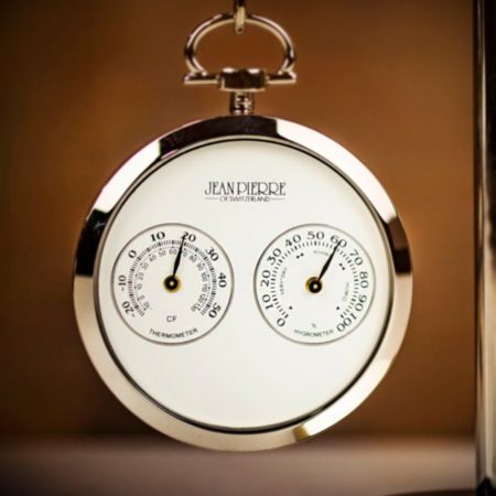 Jean Pierre Executive Desk Clock &amp; Hygrometer/Thermometer Set with Stand 