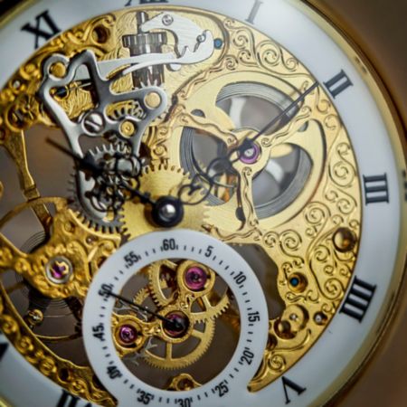 Jean Pierre Open Face Skeleton Pocket Watch - Gold Plated