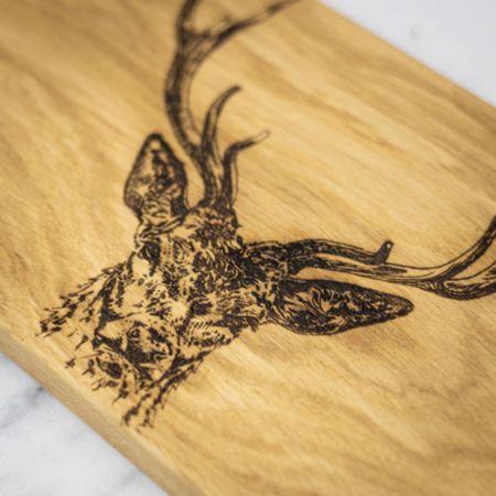 Just Slate Stag Prince Oak Serving Tray with Black Steel Handles