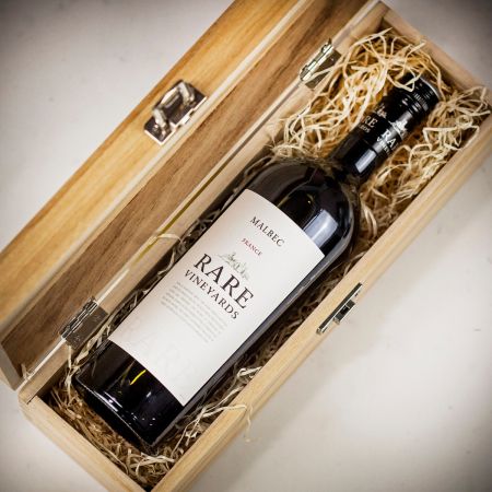 Rare Vineyards Malbec French Red Wine in Personalised Wood Gift Box