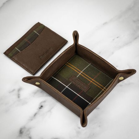 Barbour Leather Valet Tray and Card Holder Gift Set