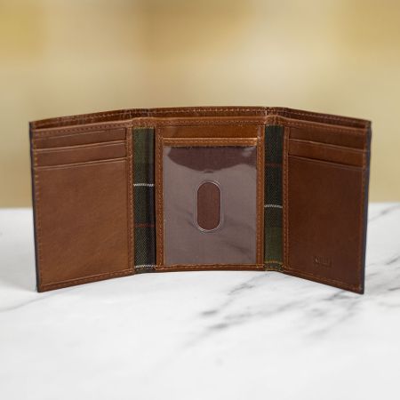 Barbour Leather Small Tri-Fold Wallet - Cognac