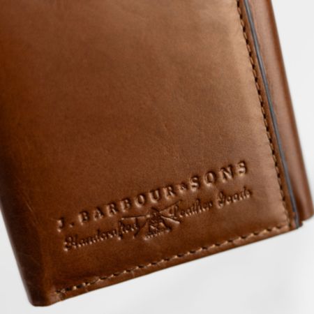 Barbour Leather Small Tri-Fold Wallet - Cognac
