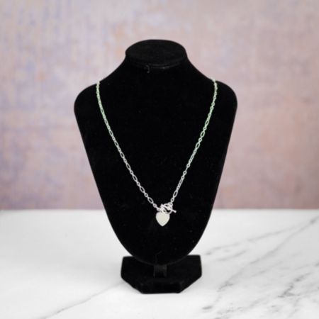 Farrar &amp; Tanner Sterling Silver Cable Figaro Necklace with Engravable Heart Charm - 18”