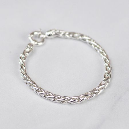 Farrar &amp; Tanner Sterling Silver Handmade Traditional Spiga Chain Bracelet - 7.5”
